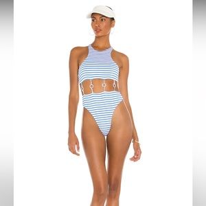 Lovers and Friends Erika One Piece in Blue & White Stripe